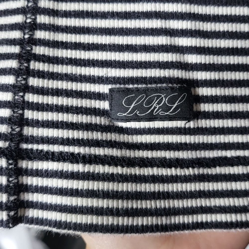 LRL Lauren Jeans Co‎ Ralph Lauren Women Striped Cowl Neck Shirt Petite Medium - Picture 4 of 10